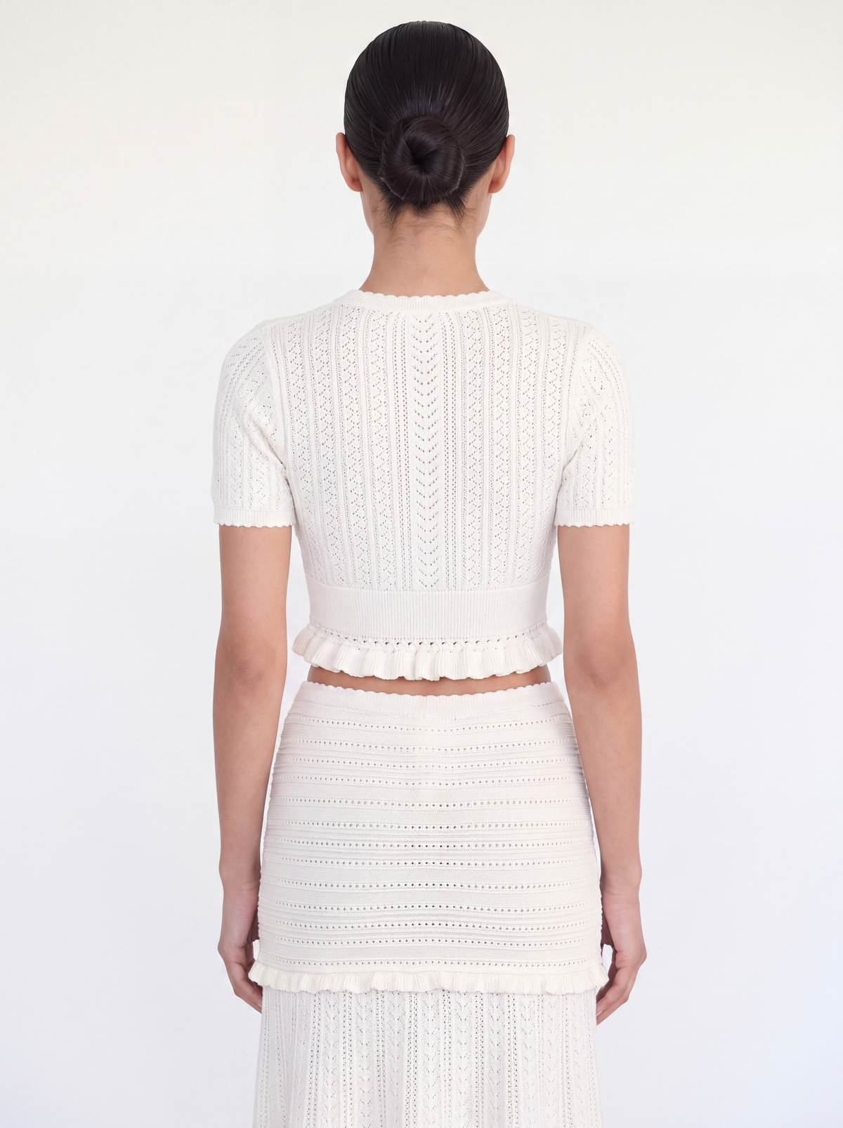 Crochet Pointelle Crop Top & Maxi Skirt Set