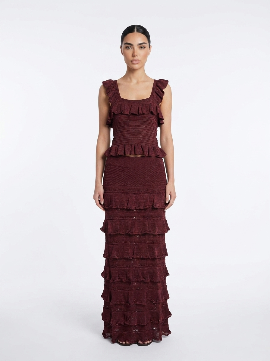 Tiered Ruffle Knit Set