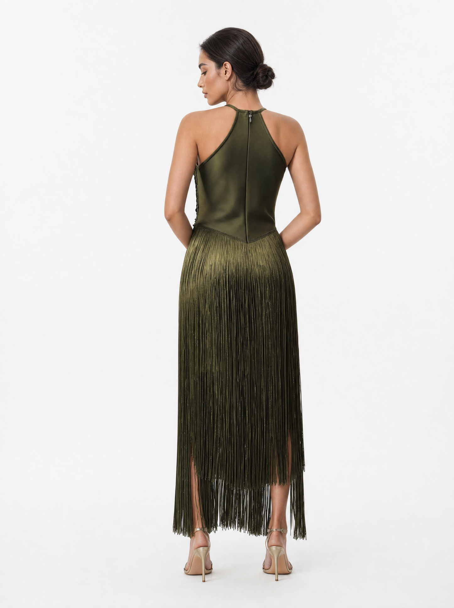 The Olive Cascade Gown Dress