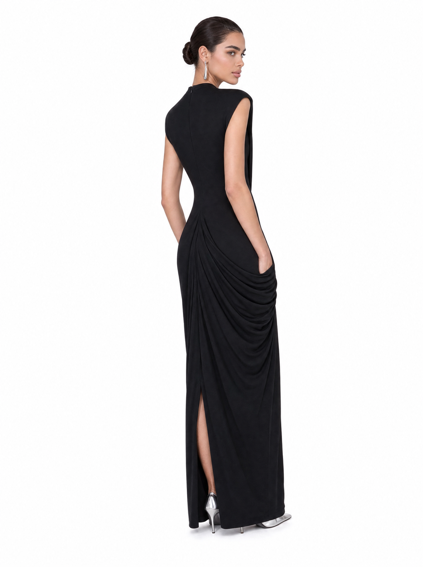 Structured Shoulder Maxi Dress