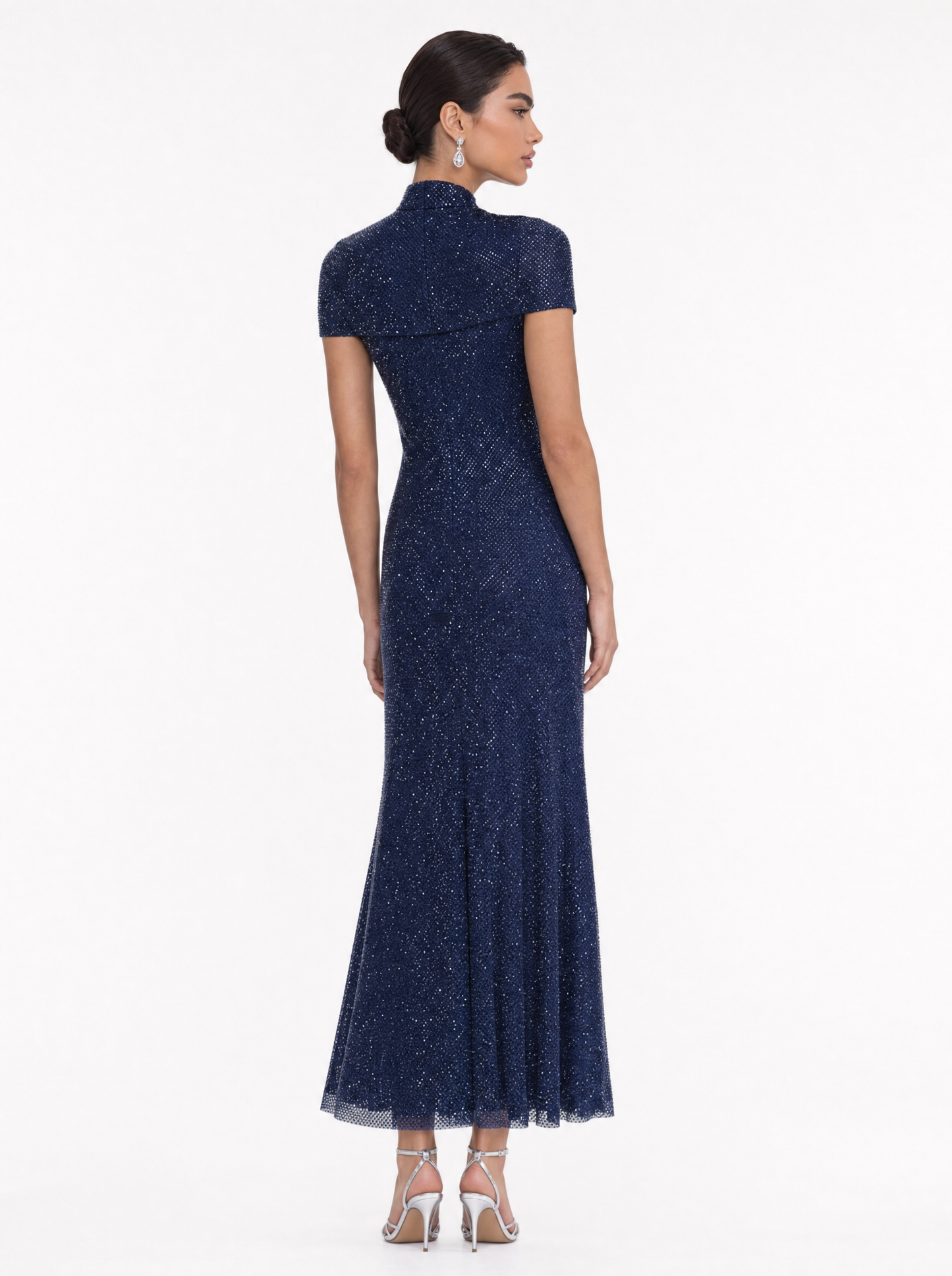 Sparkle Mesh High Neck Dress
