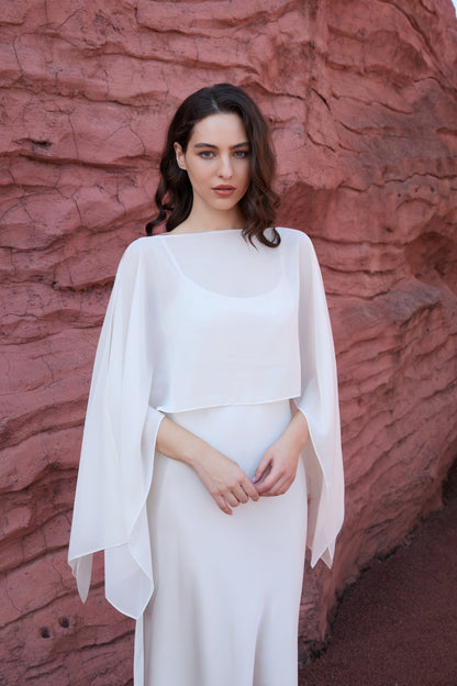 Chiffon Overlay Satin Maxi Dress