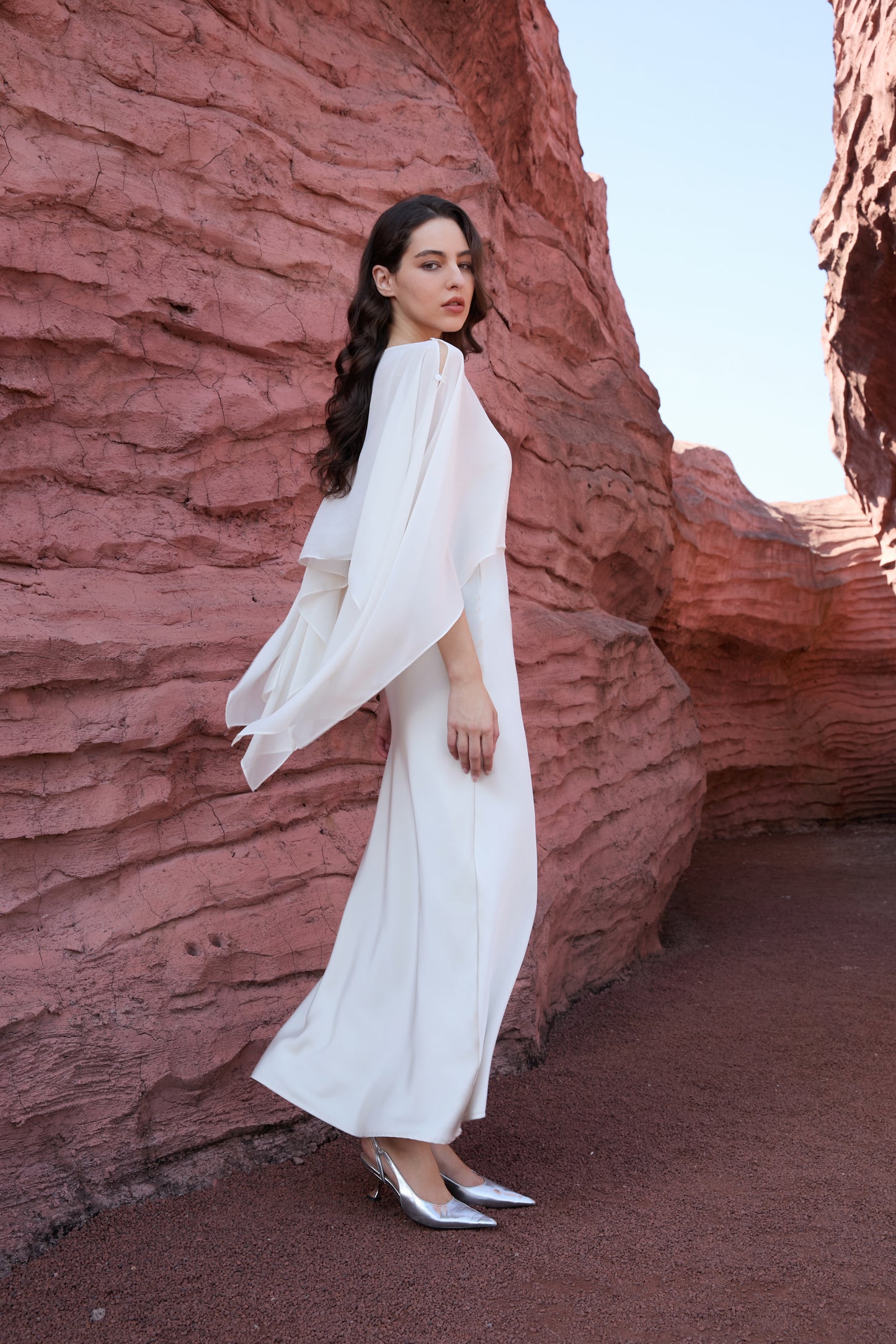 Chiffon Overlay Satin Maxi Dress