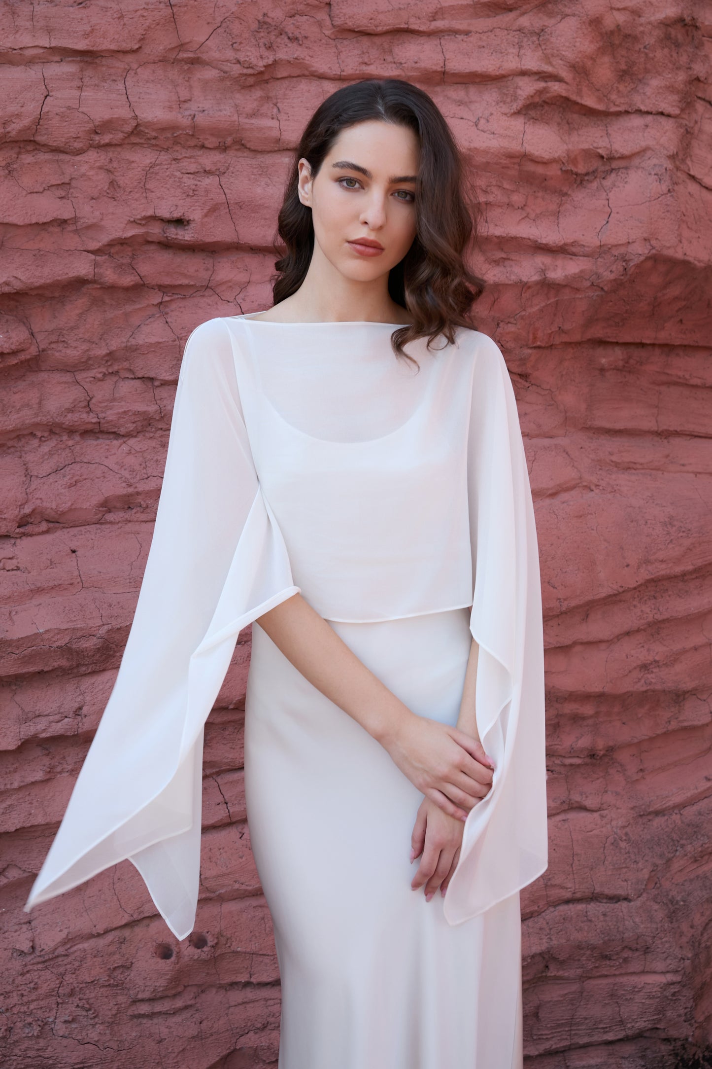 Chiffon Overlay Satin Maxi Dress