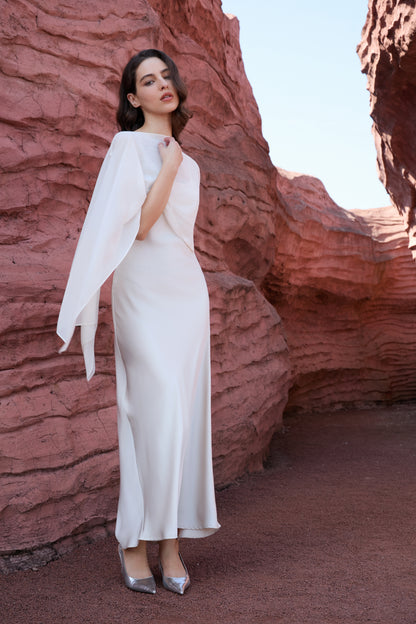 Chiffon Overlay Satin Maxi Dress