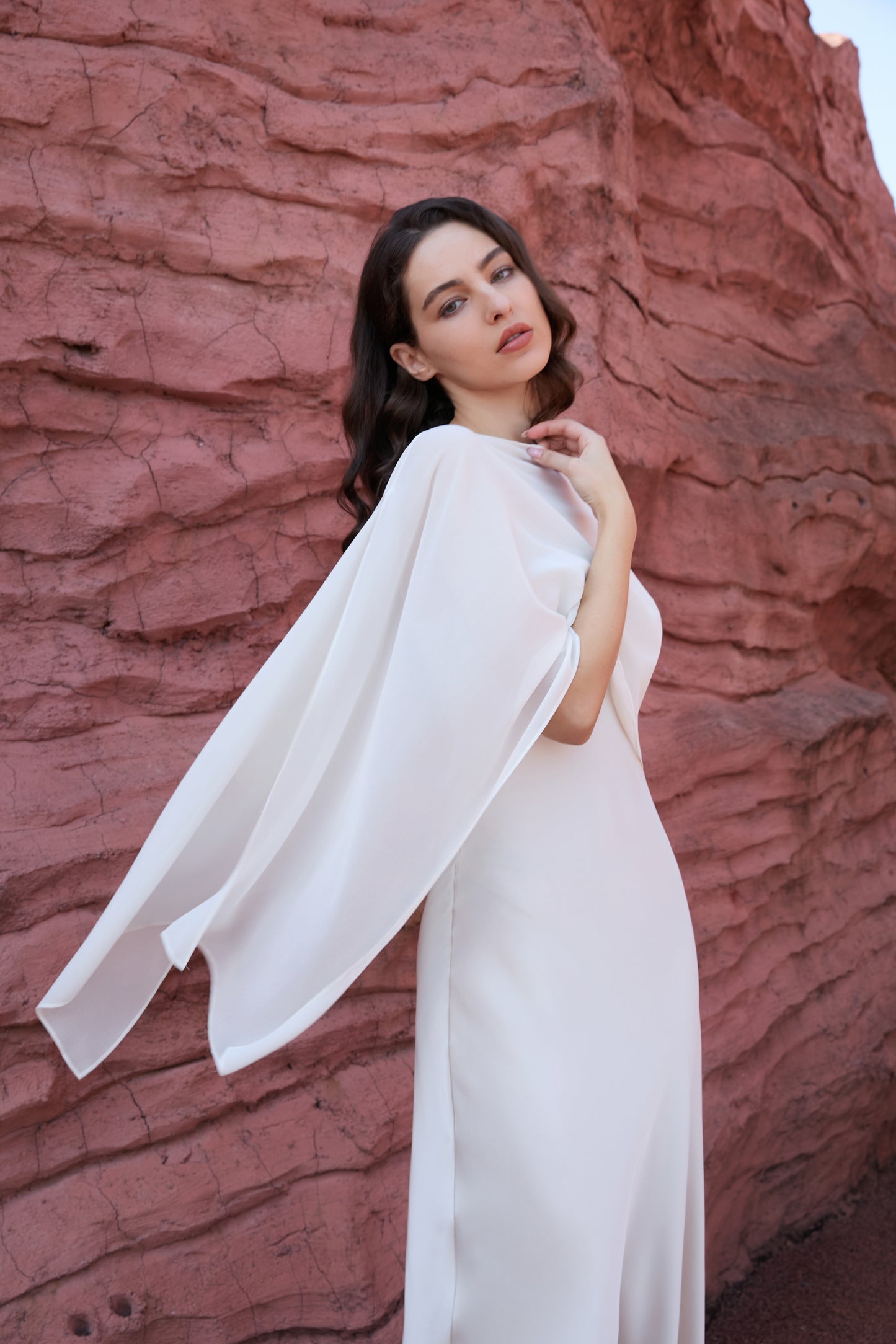 Chiffon Overlay Satin Maxi Dress