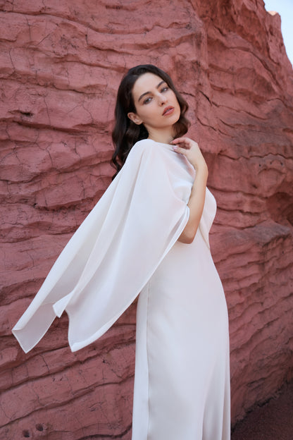 Chiffon Overlay Satin Maxi Dress