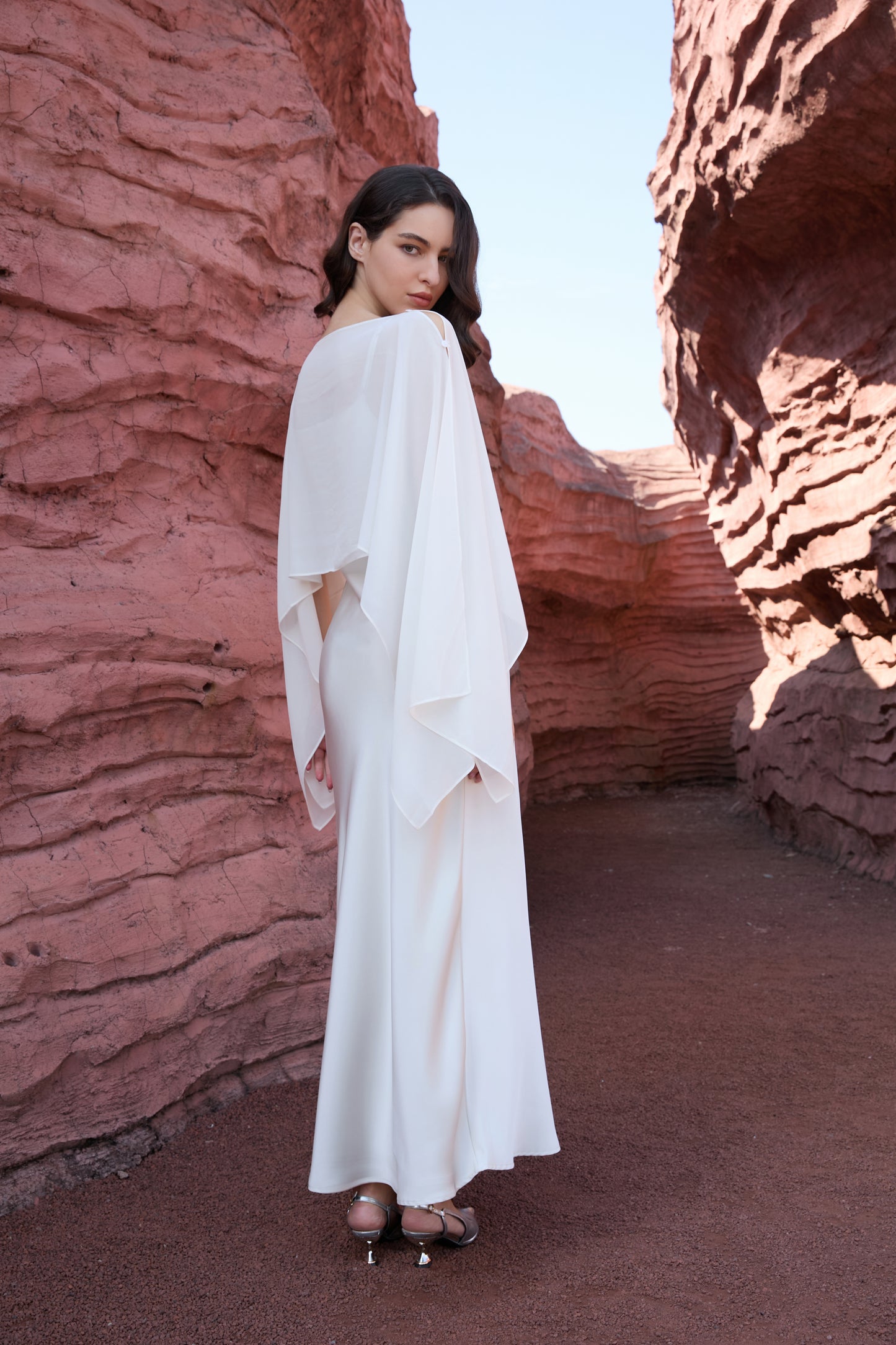 Chiffon Overlay Satin Maxi Dress