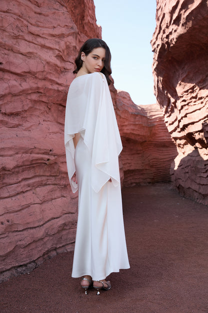 Chiffon Overlay Satin Maxi Dress