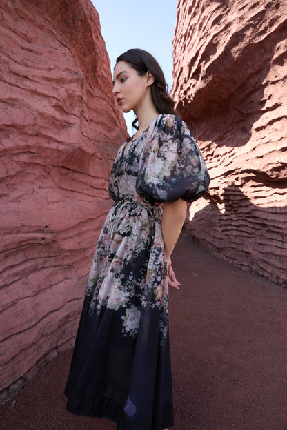 Soft Bloom Midi Dress