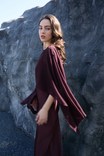 Chiffon Overlay Satin Maxi Dress