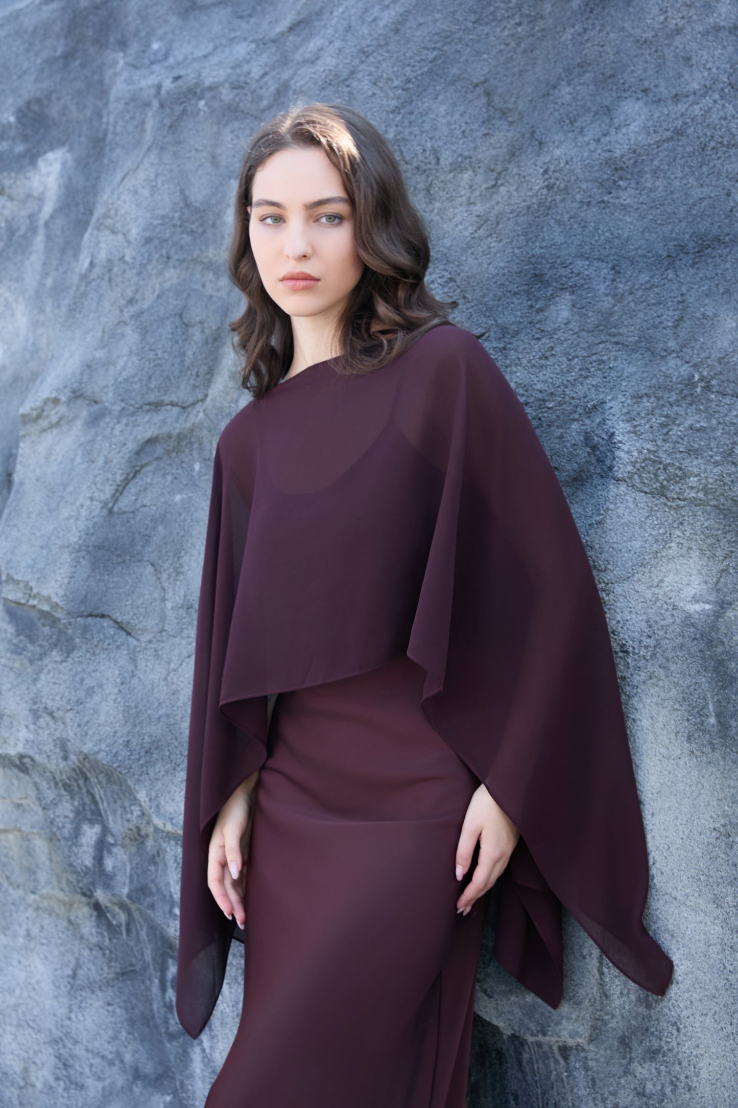 Chiffon Overlay Satin Maxi Dress