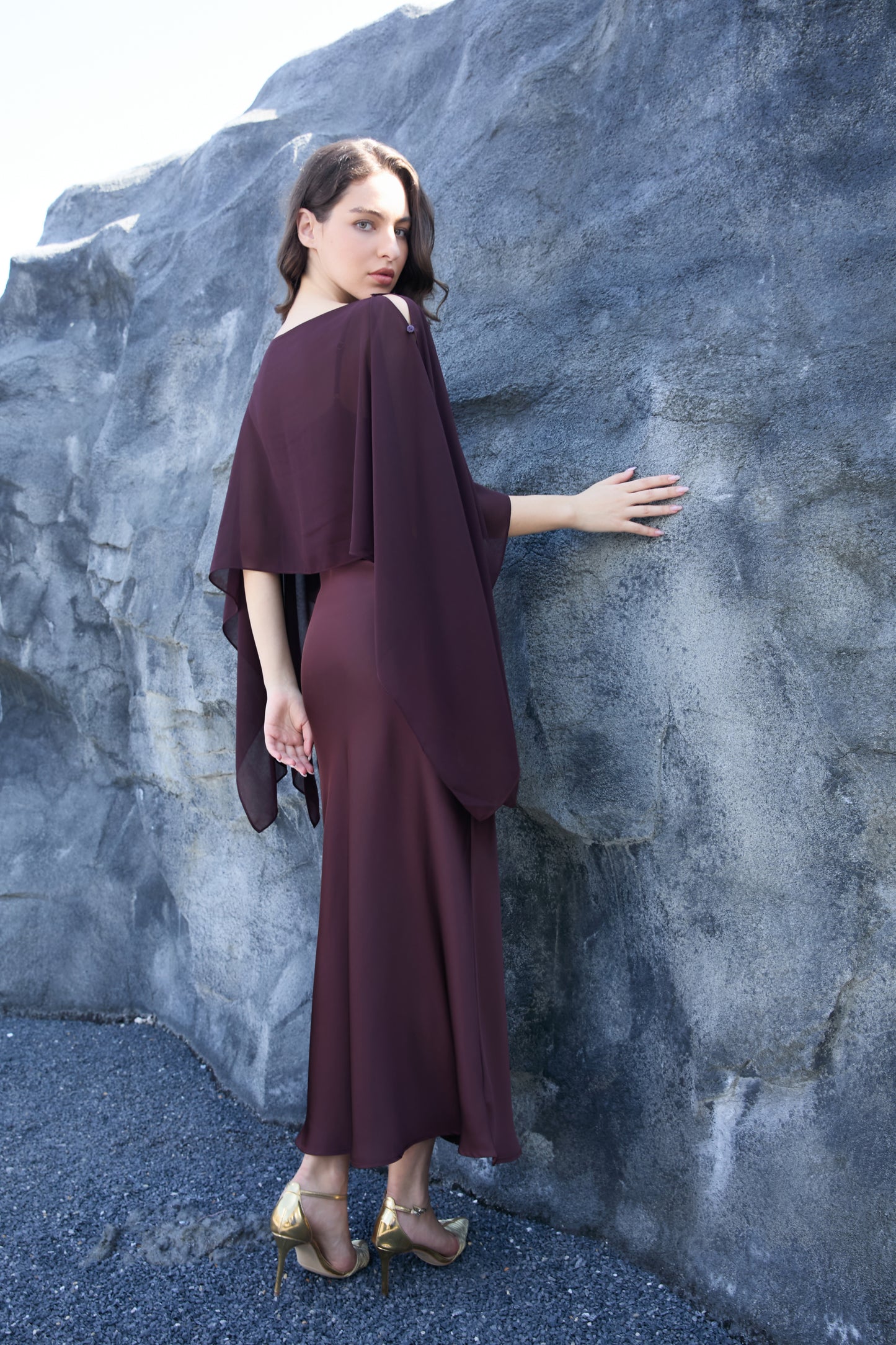 Chiffon Overlay Satin Maxi Dress