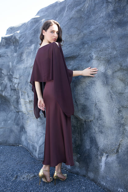 Chiffon Overlay Satin Maxi Dress