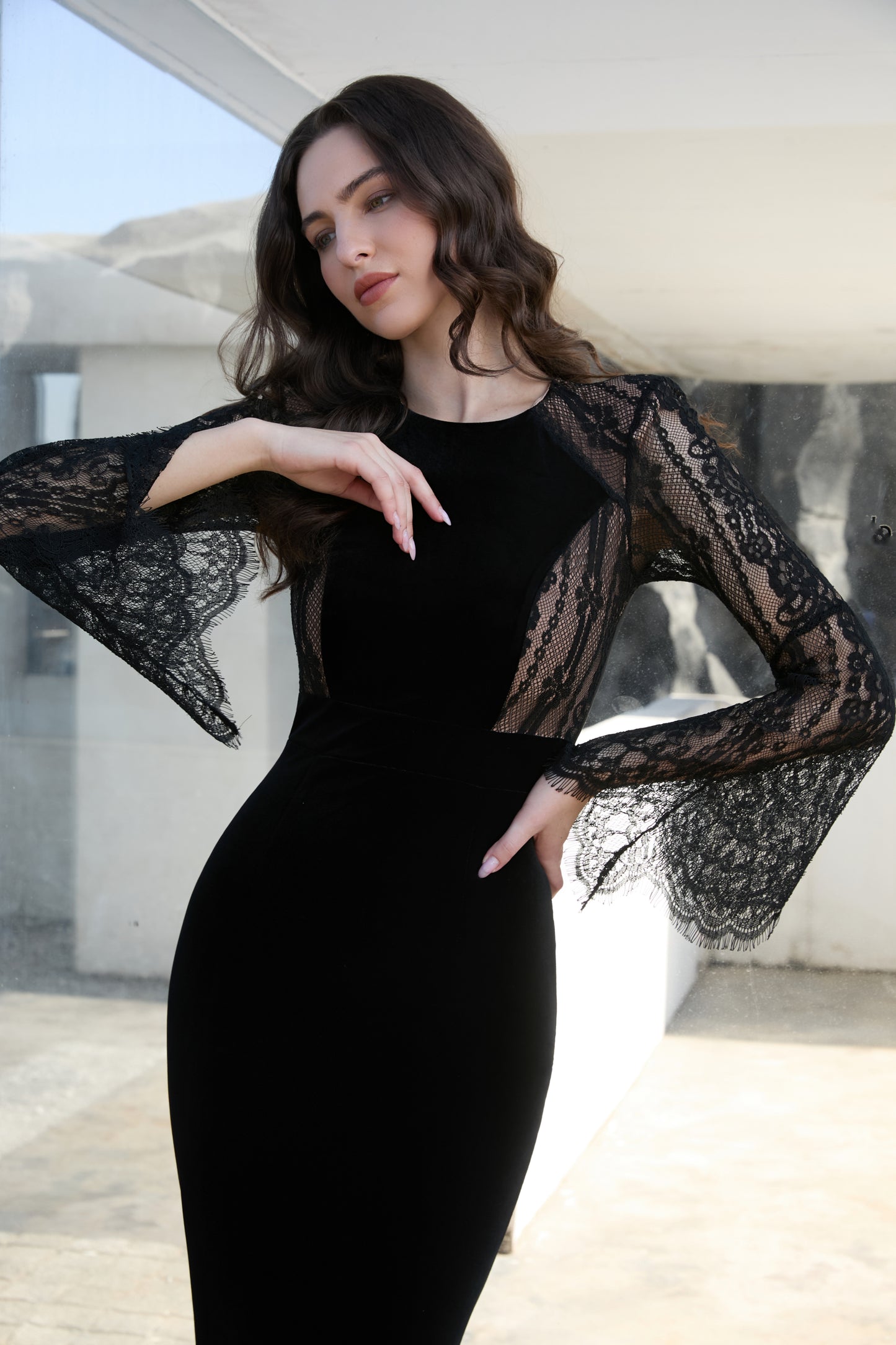 Velvet Royale Lace Midi Dress