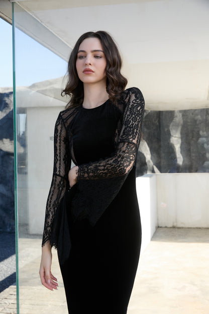 Velvet Royale Lace Midi Dress