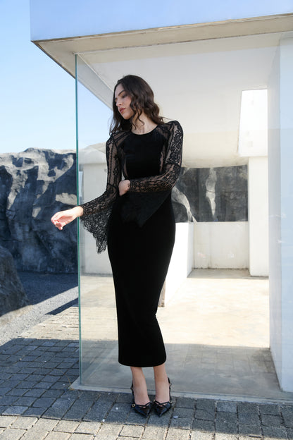 Velvet Royale Lace Midi Dress