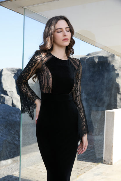 Velvet Royale Lace Midi Dress