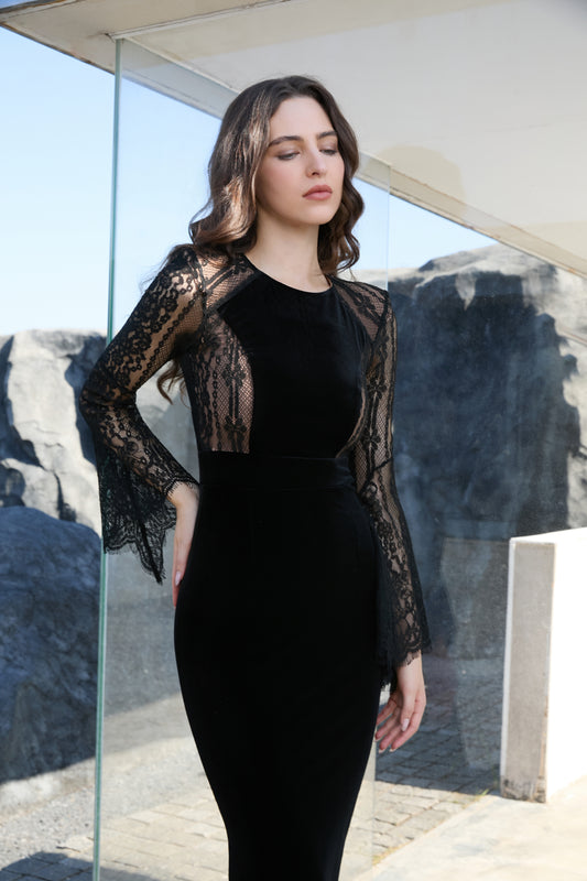 Velvet Royale Lace Midi Dress