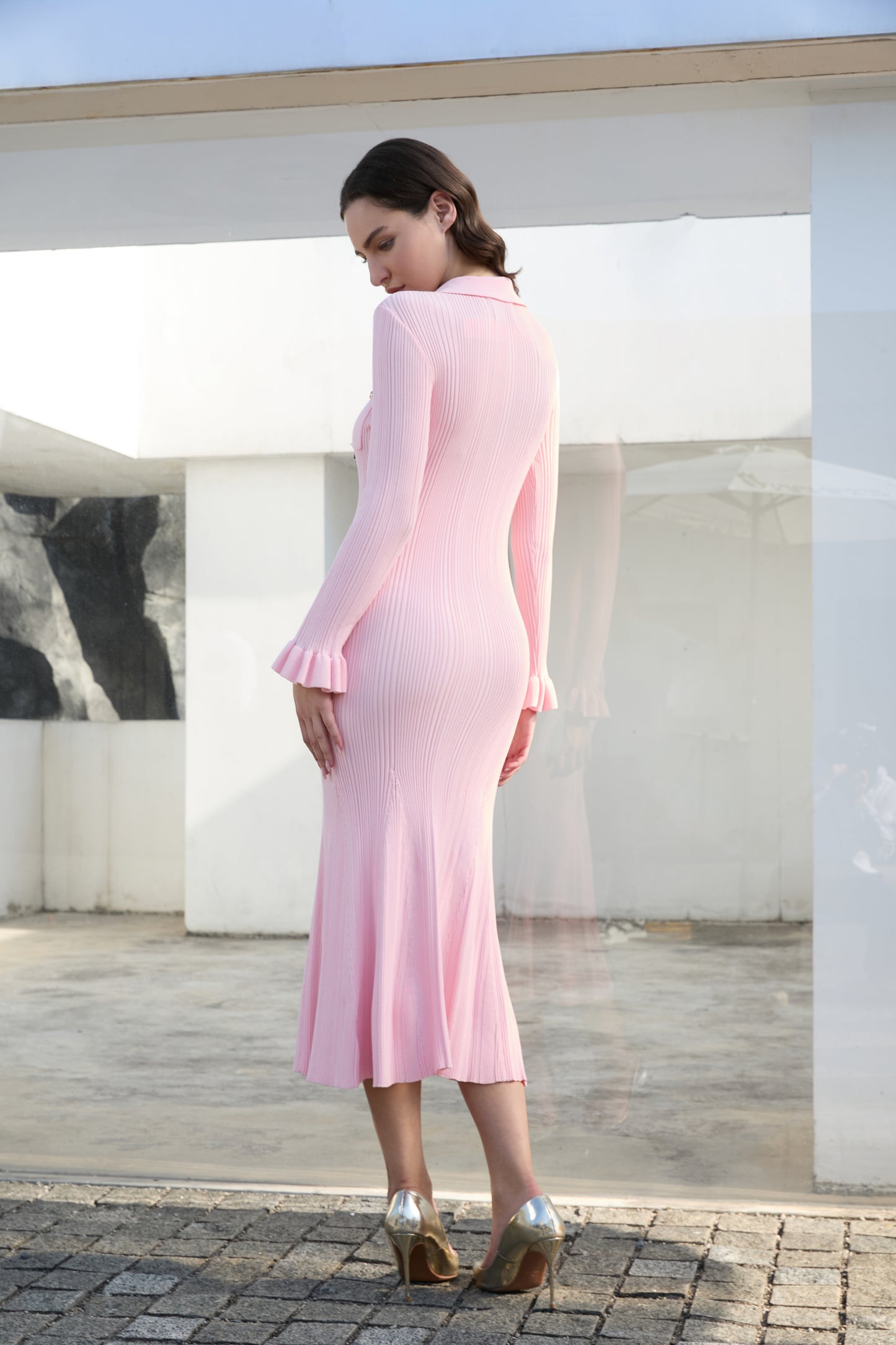 Graceful Button Midi Dress