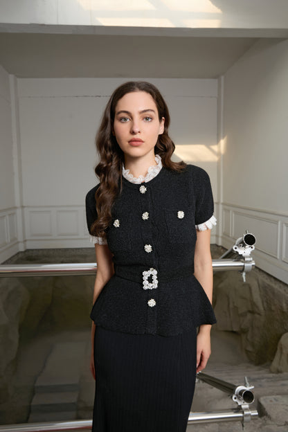 Regal Jewel Peplum Midi Dress