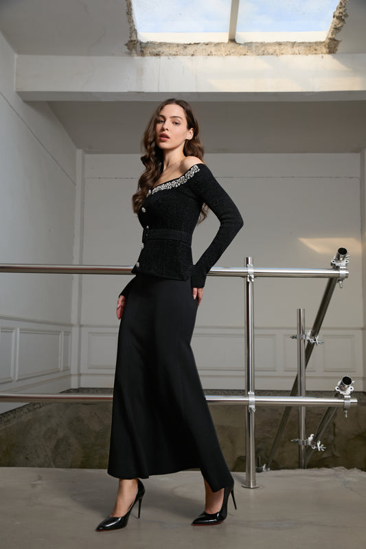 Starlit Siren Off-Shoulder Maxi Dress