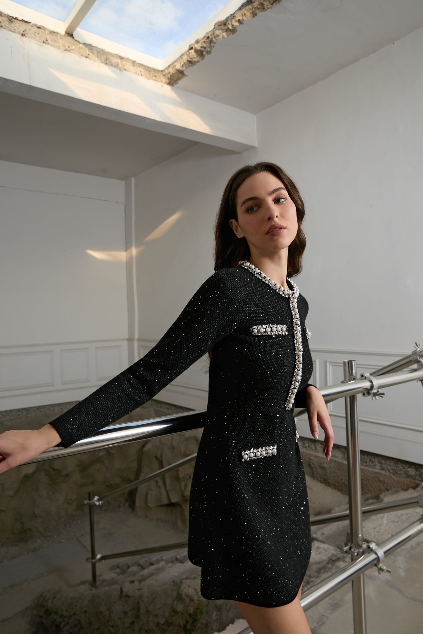 Iconic Crystal Detail Mini Dress