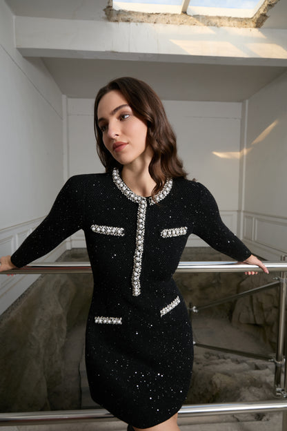 Iconic Crystal Detail Mini Dress