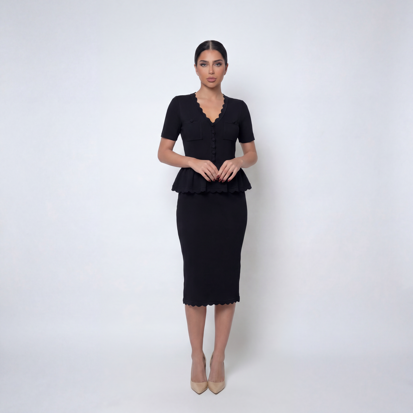 Peplum Knit Midi Dress