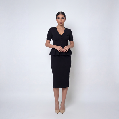 Peplum Knit Midi Dress
