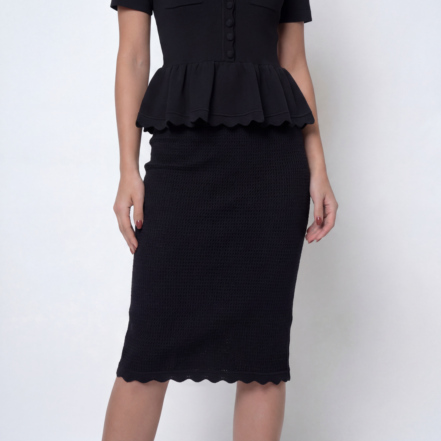 Peplum Knit Midi Dress