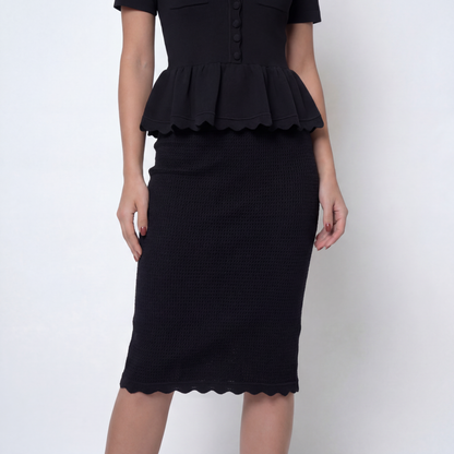 Peplum Knit Midi Dress