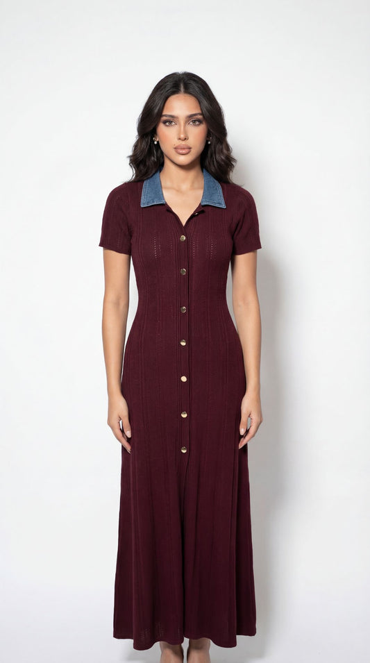 Bordeaux Denim Dress