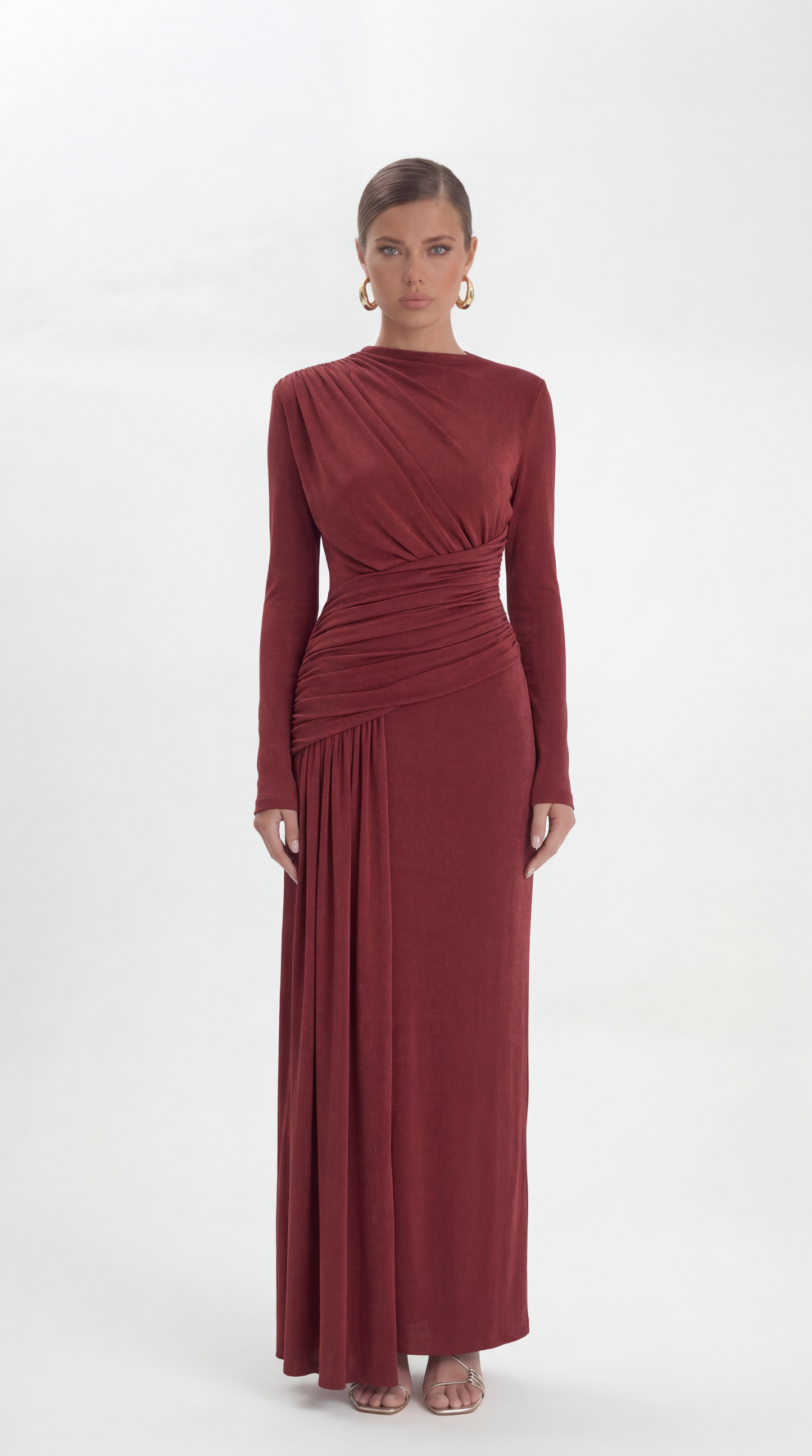 Draped Silhouette Maxi Dress