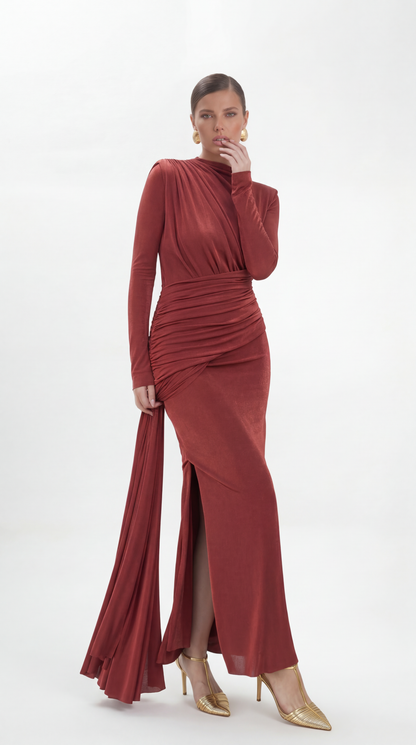 Draped Silhouette Maxi Dress