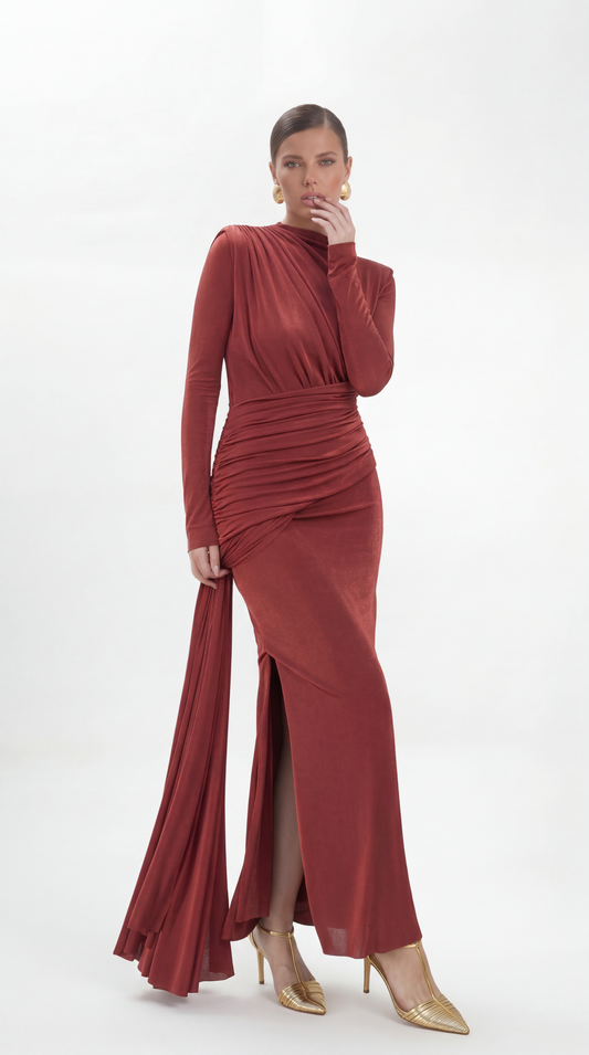 Draped Silhouette Maxi Dress