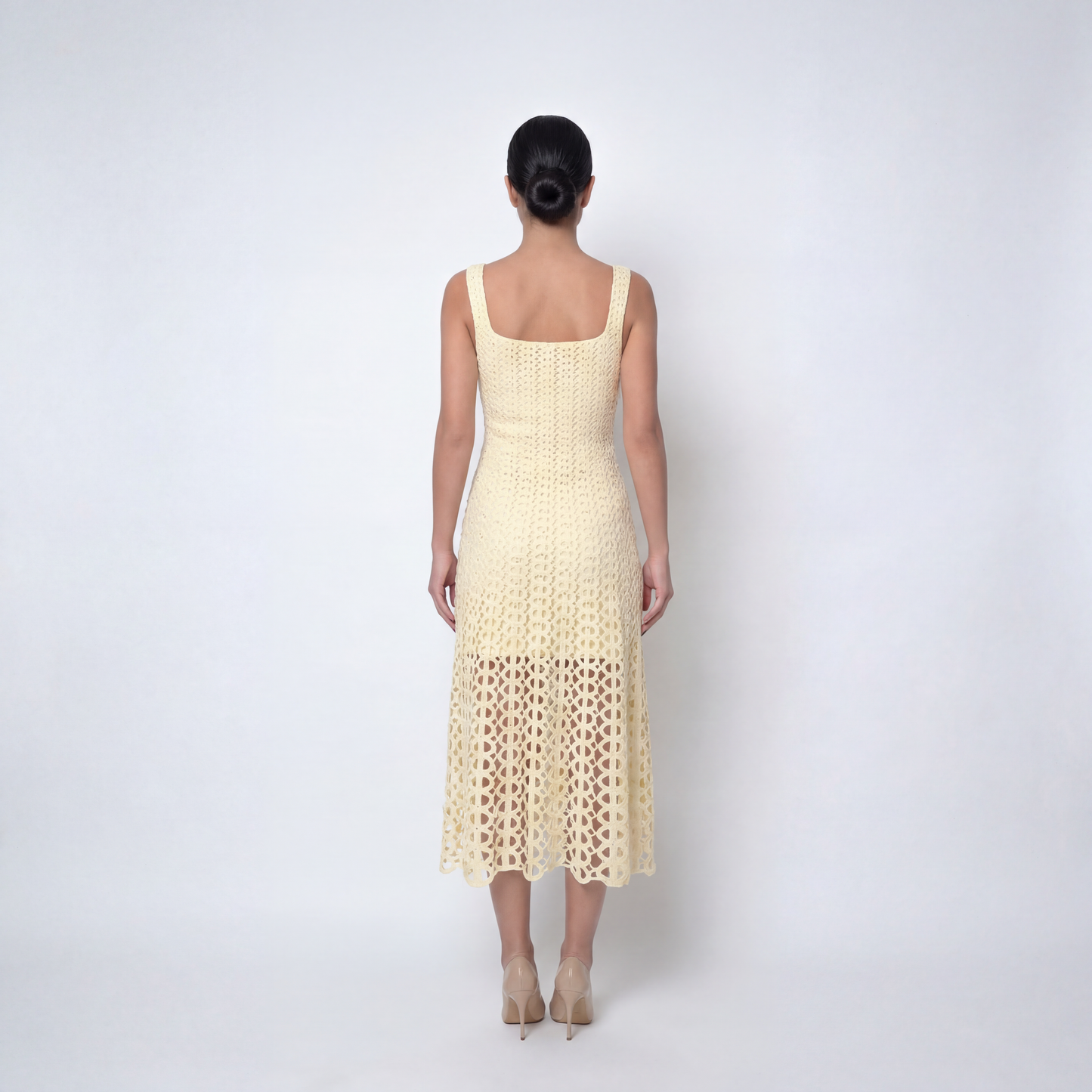 Yellow Open knit Dress & jacket