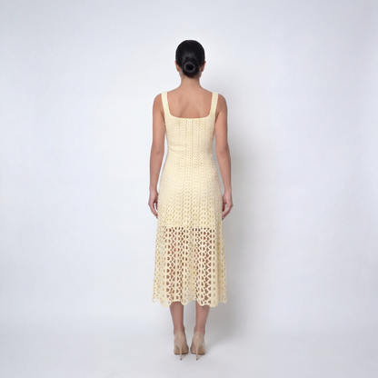 Yellow Open knit Dress & jacket