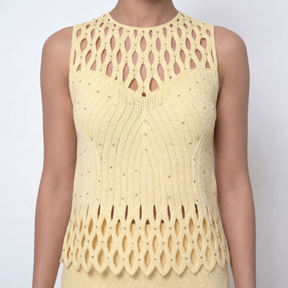 Elegant Corchet 	Knit Three-Piece Set