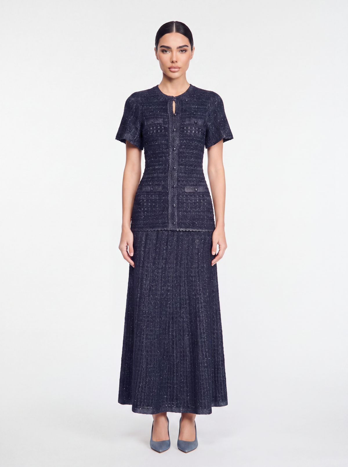 Drop Waist Tweed Dress