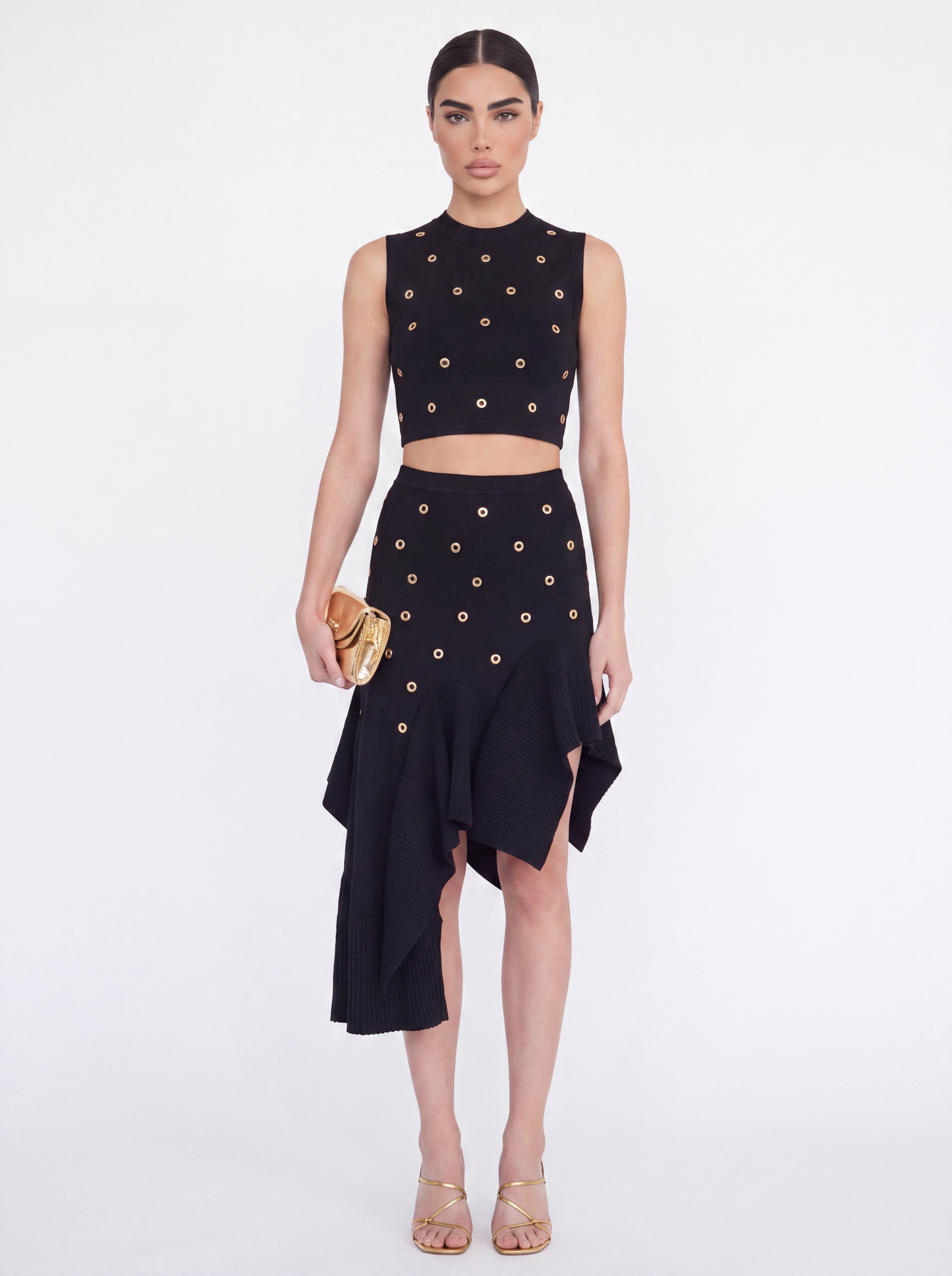 Black & Gold Eyelet Co-ord Set