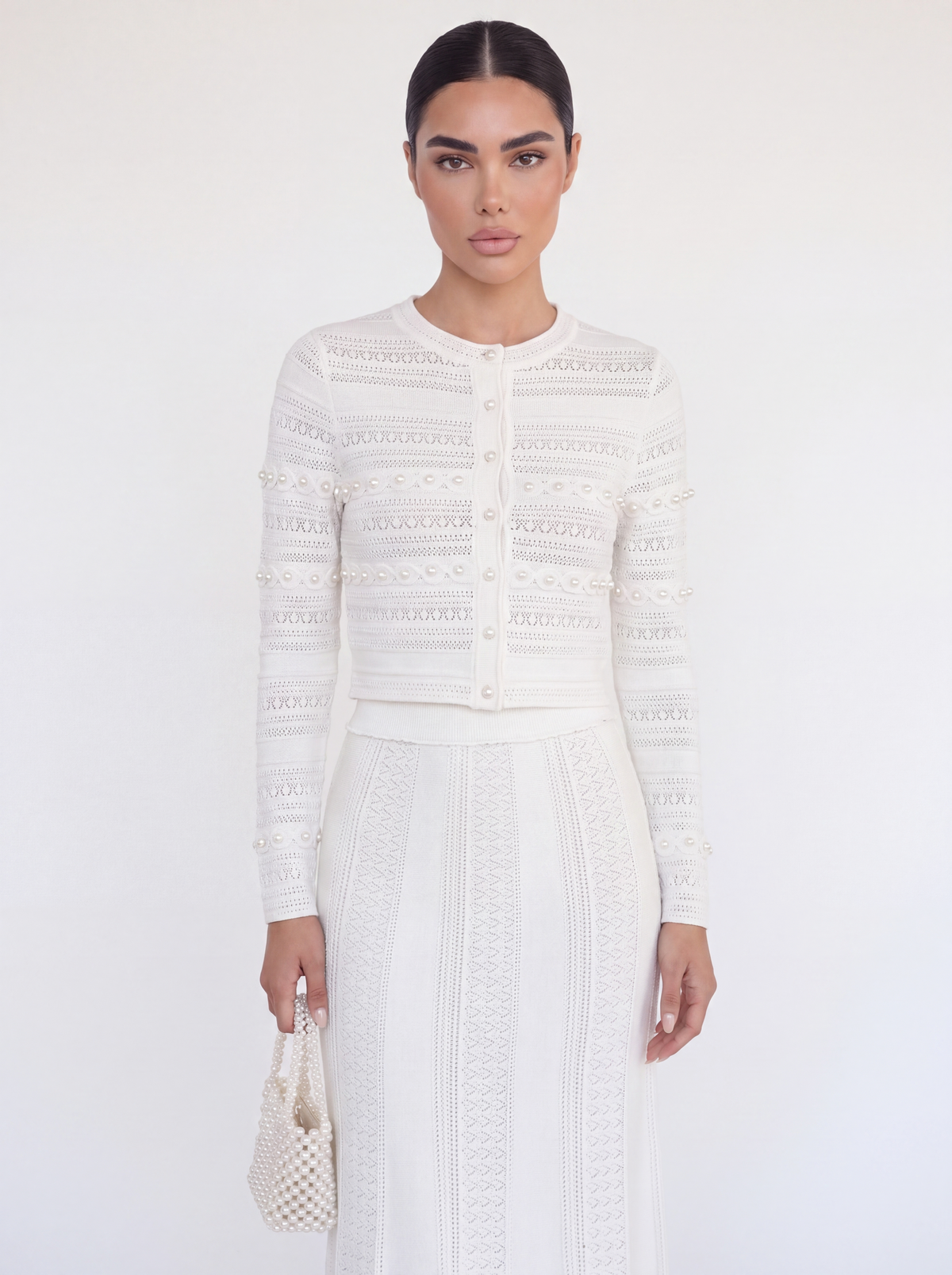 Crochet Pointelle Crop Top & Maxi Skirt Set
