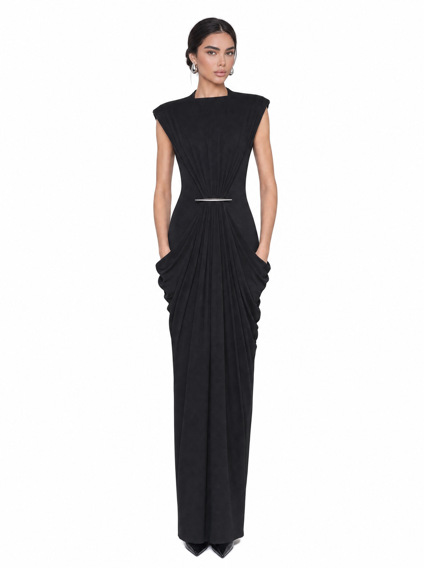 Structured Shoulder Maxi Dress