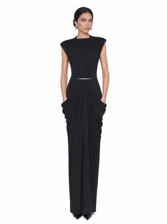 Structured Shoulder Maxi Dress