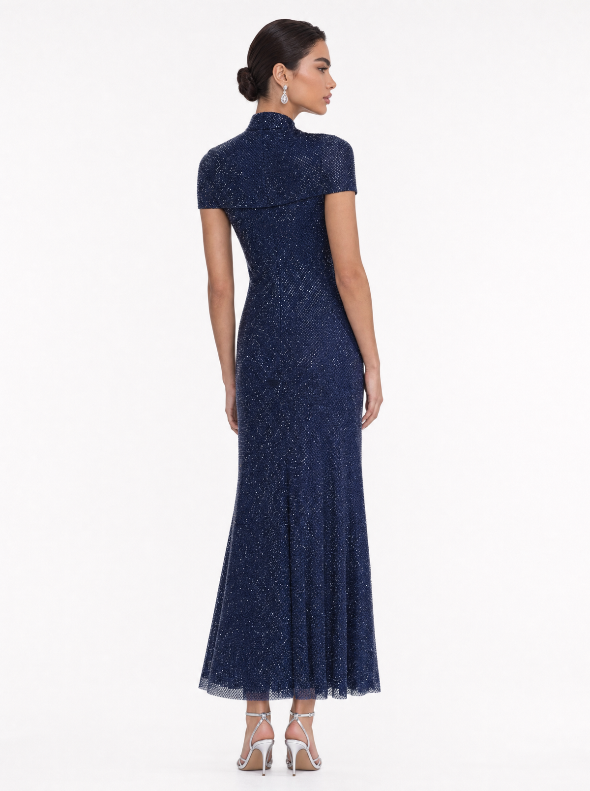 Sparkle Mesh High Neck Dress