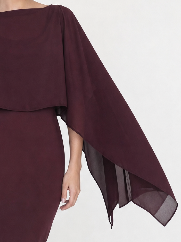 Chiffon Cape Sleeve Maxi Dress