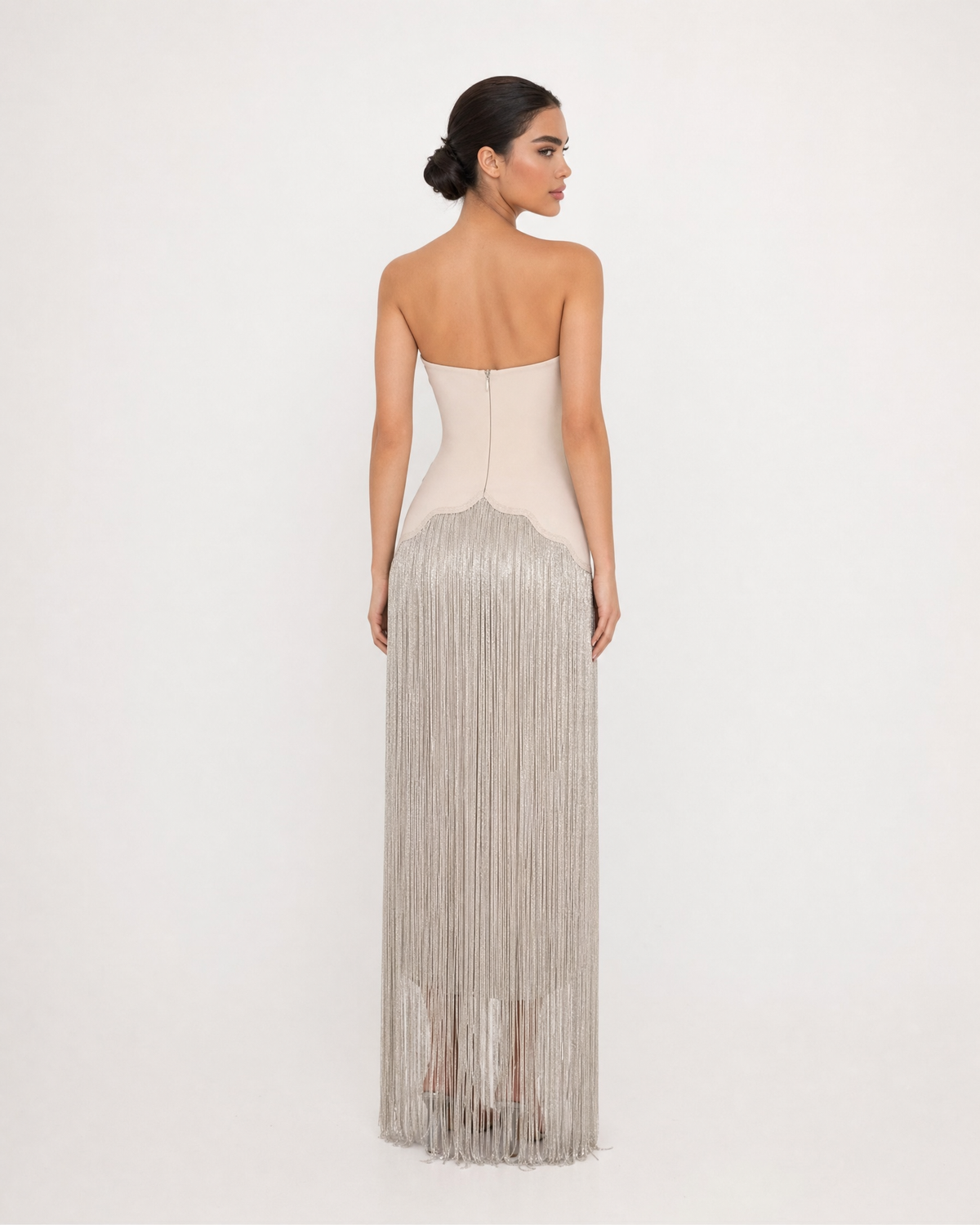 Guipure Lace Fringe Evening Gown Dress