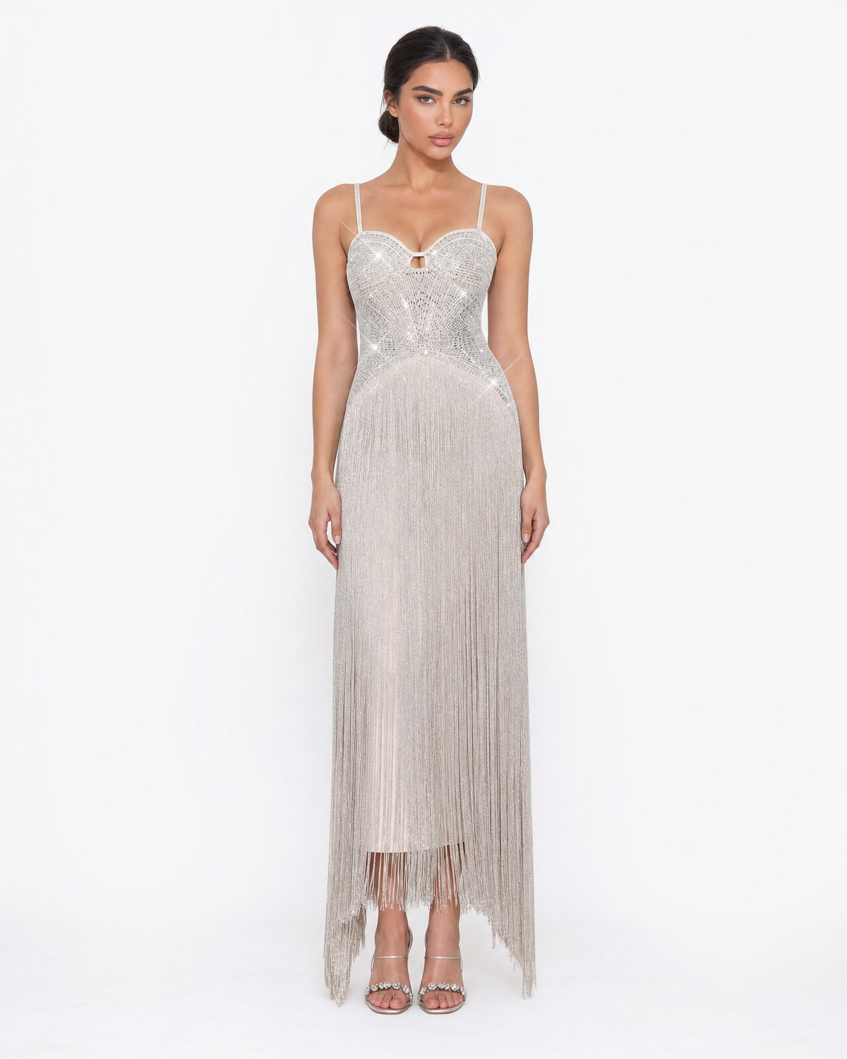 Crystal Fringe Maxi Dress