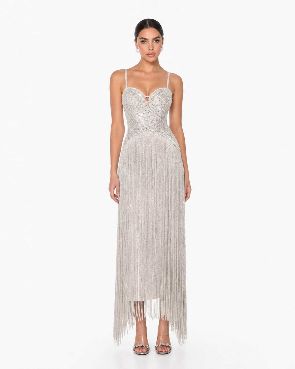 Crystal Fringe Maxi Dress