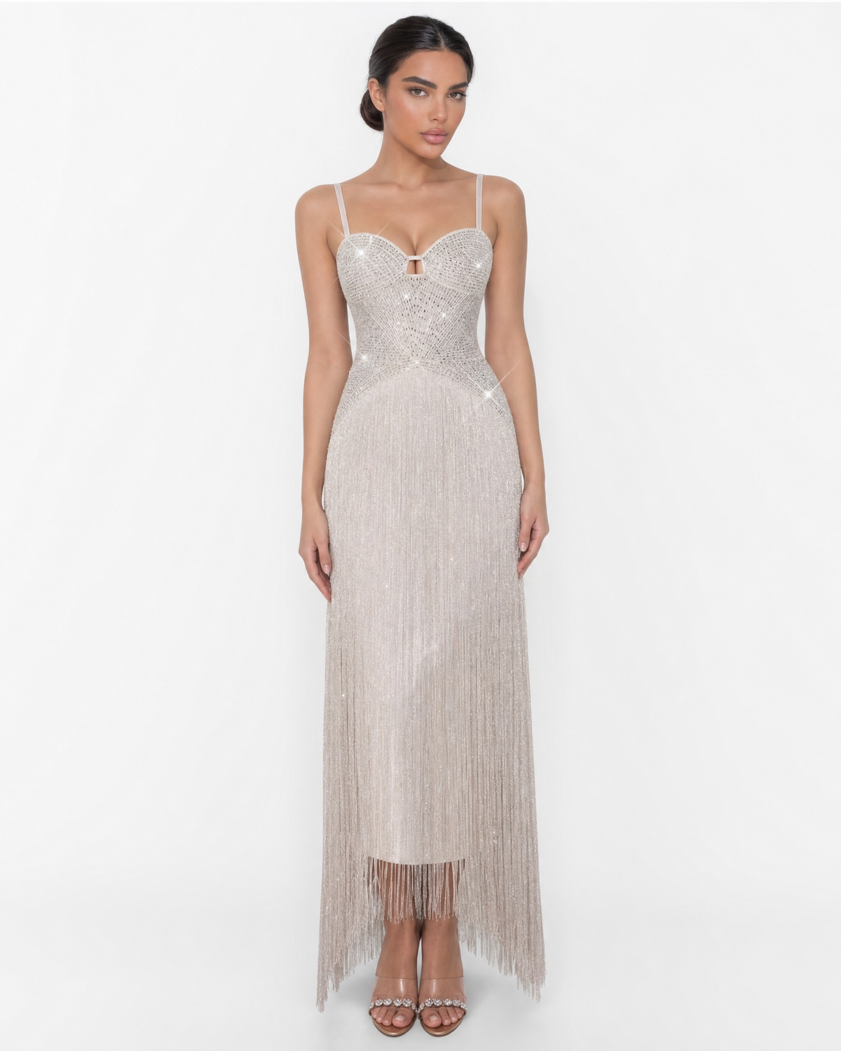 Crystal Fringe Maxi Dress